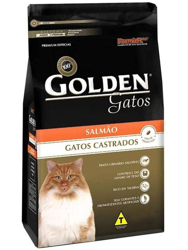 Ração Golden para Gatos Adultos Castrados Sabor Salmão